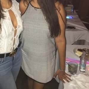 Black and white racer back dress